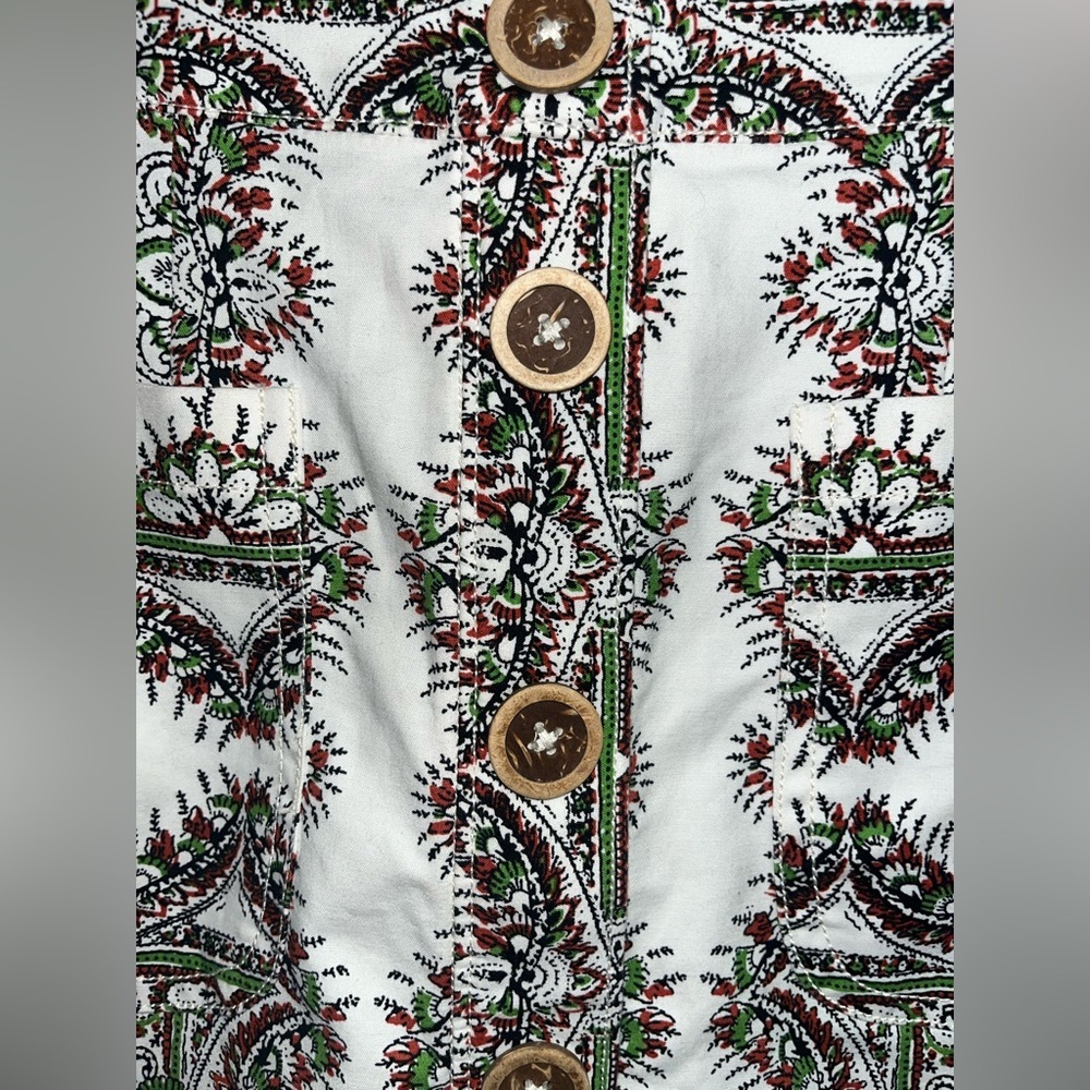 Maeve Kaleidoscope Button-Front Pencil Skirt Size 0 Ivory Paisley Anthropologie - Picture 4 of 7